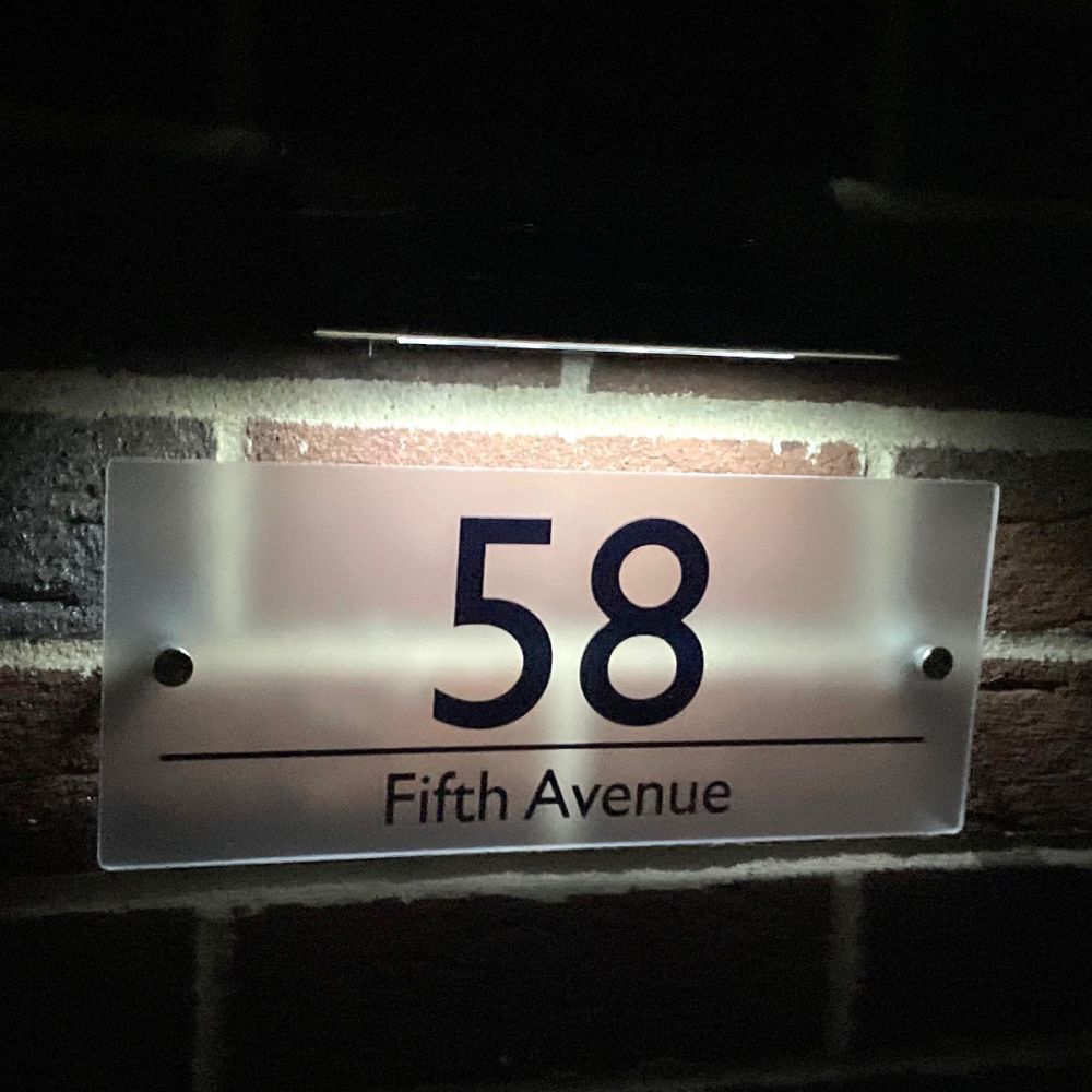 Personalised Premium Rectangular Frosted Effect Door Sign with Solar Light - MDL12#