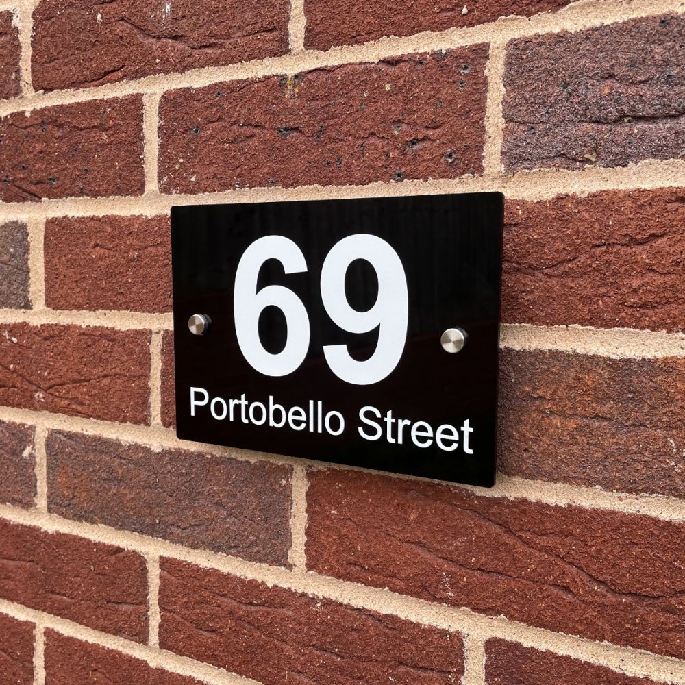 Personalised Black Acrylic Door Sign - Rectangle Shape (AR_FT)