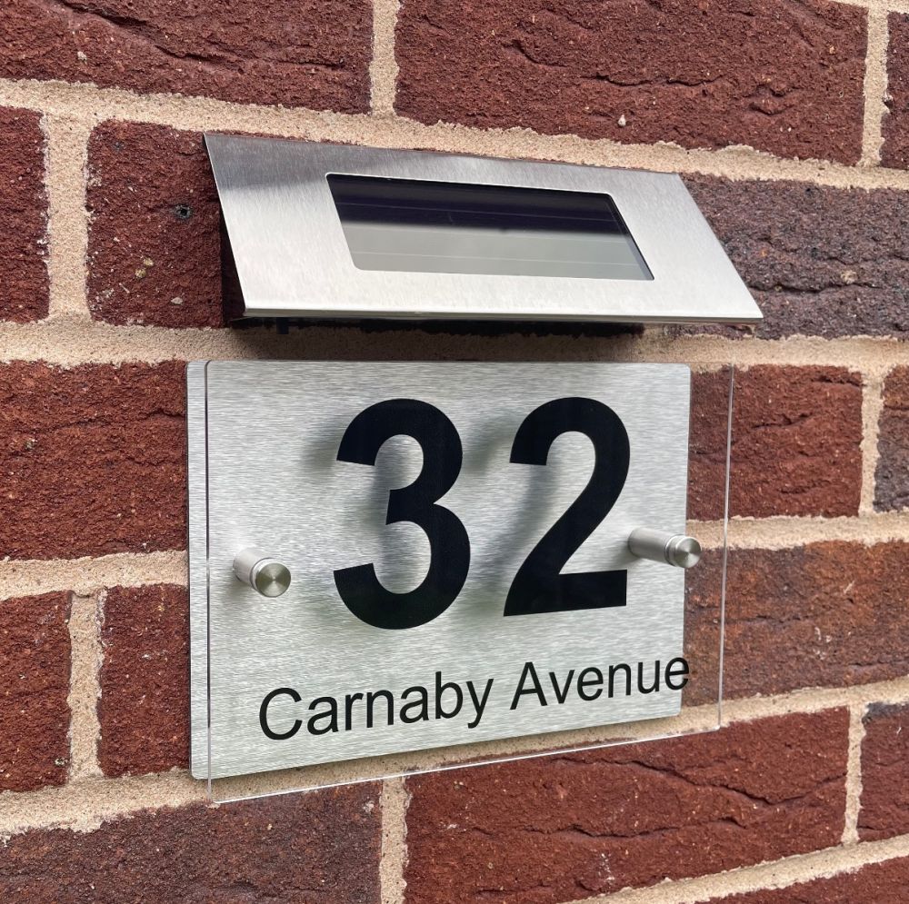 Personalised Acrylic Metal Door Sign with Solar Light (AR022)