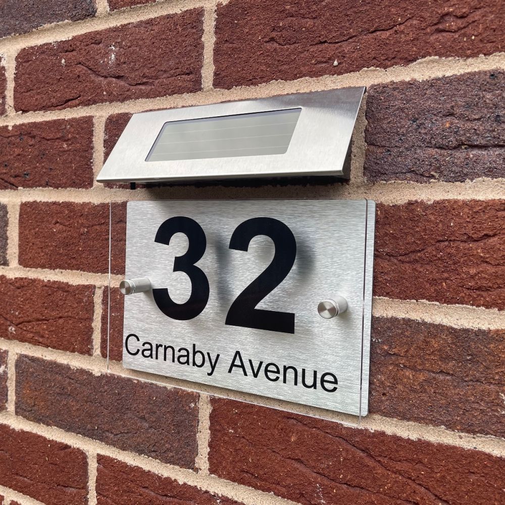 Personalised Acrylic Metal Door Sign with Solar Light (AR022)