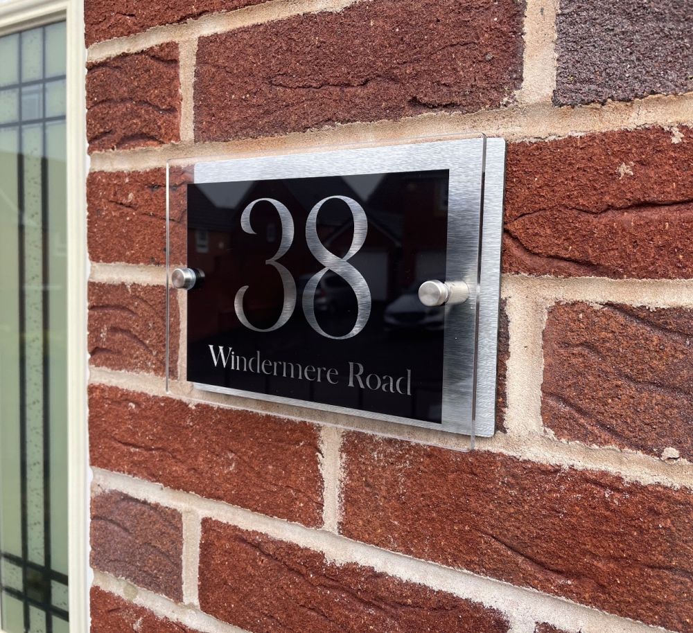 Personalised Acrylic & Metal Door Sign - Modern Black