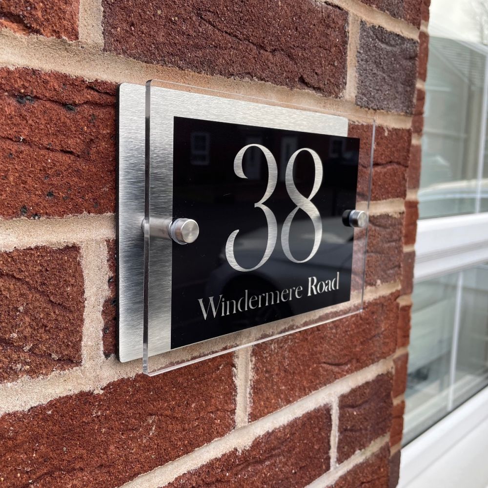 Personalised Acrylic & Metal Door Sign - Modern Black