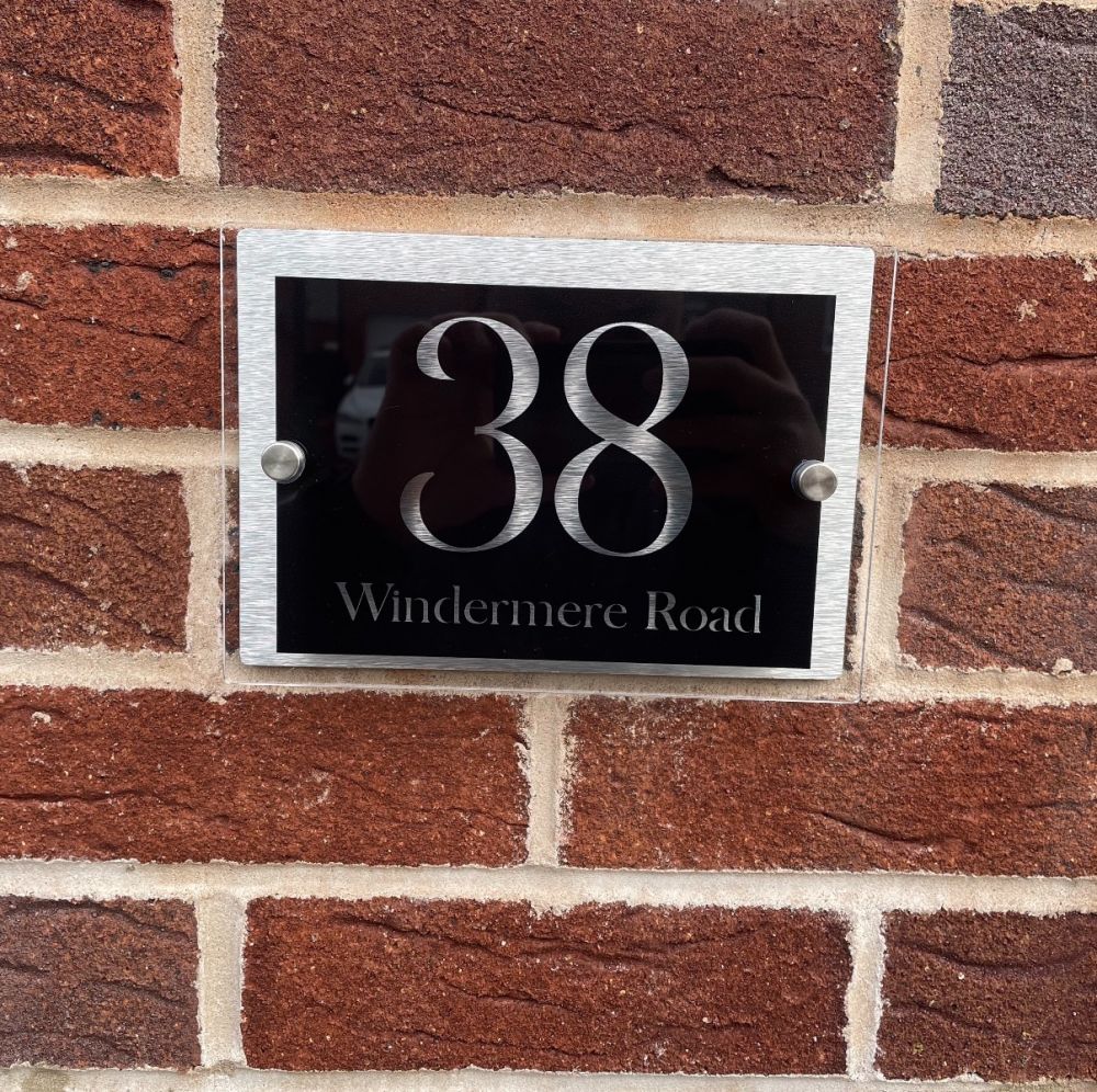 Personalised Acrylic & Metal Door Sign - Modern Black