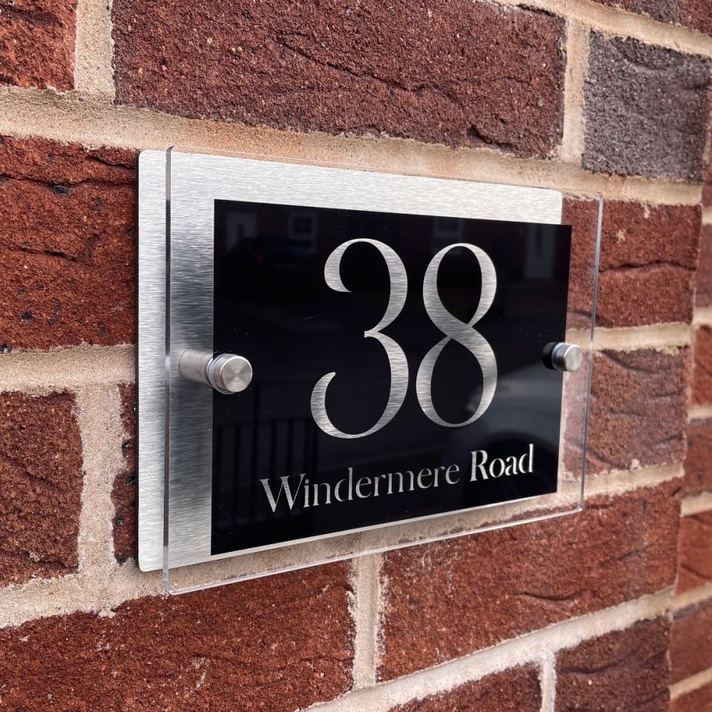 Personalised Acrylic & Metal Door Sign - Modern Black