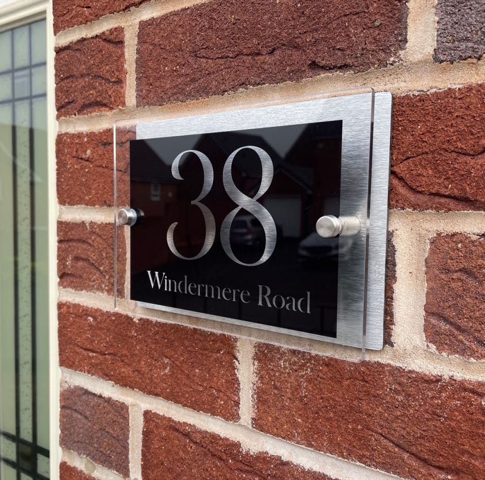 Personalised Acrylic & Metal Door Sign - Modern Black