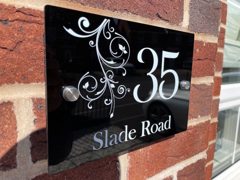 Personalised Rectangular Acrylic Door Sign - (Floral _Pattern _Top)