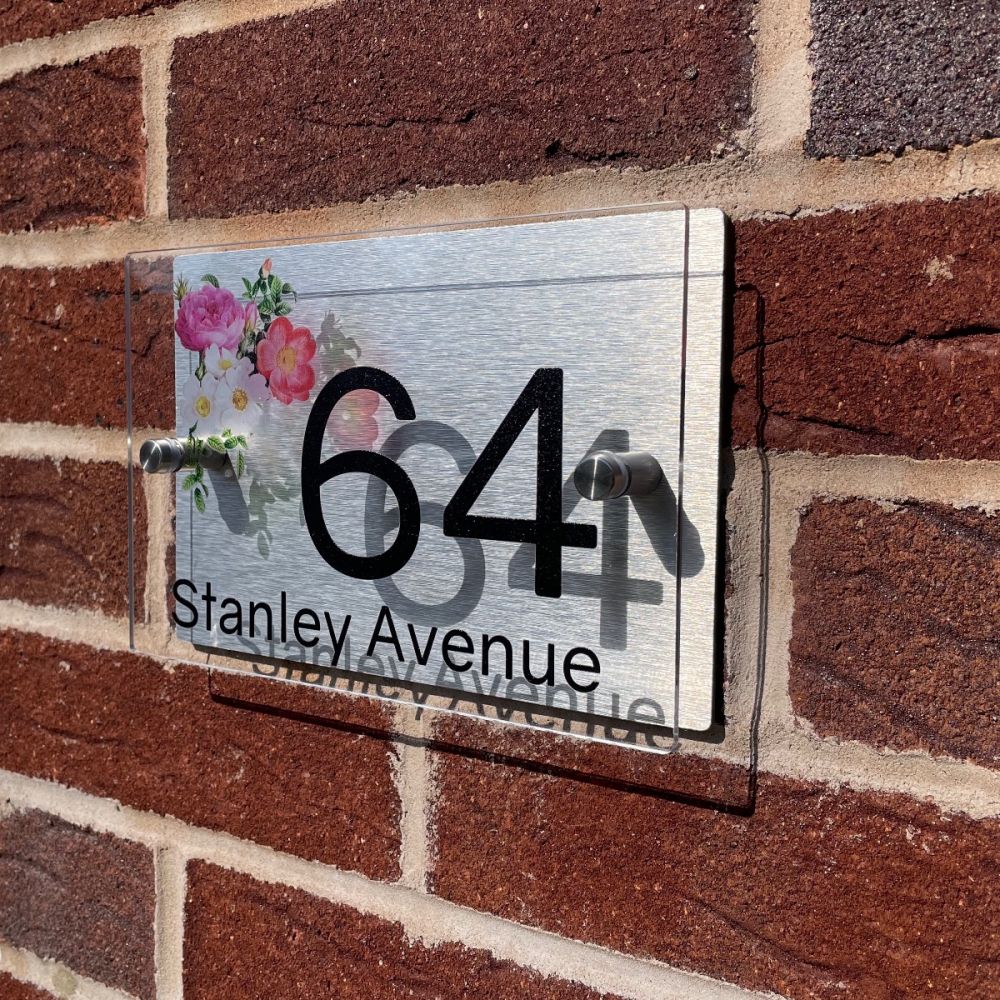 Personalised Acrylic Metal Door Sign - DP_Flowers_C210