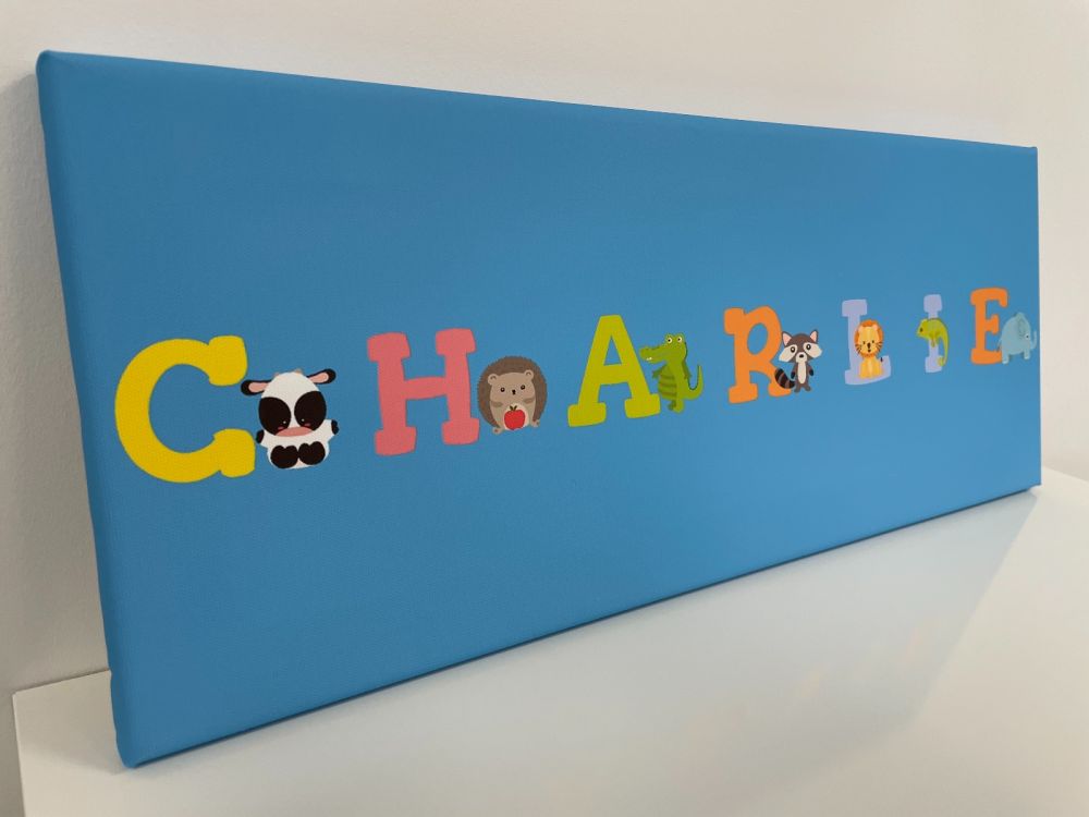 Kids Personalised Letter Name Canvas - Blue
