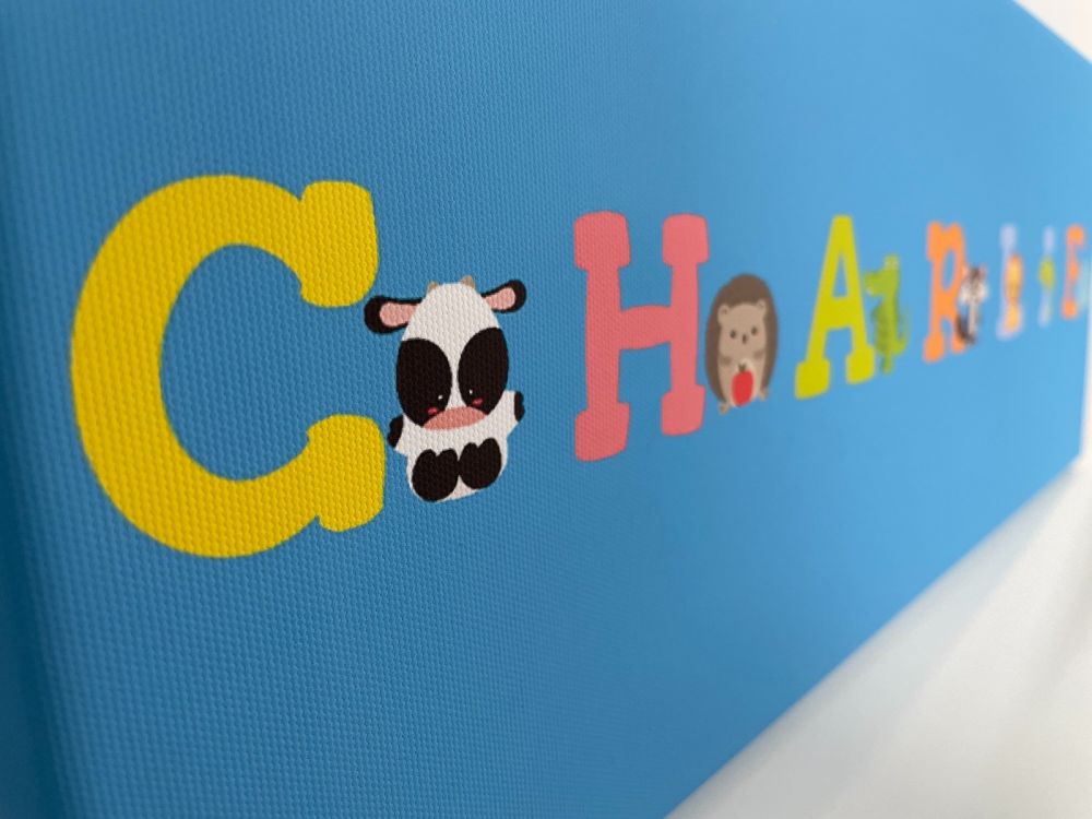 Kids Personalised Letter Name Canvas - Blue
