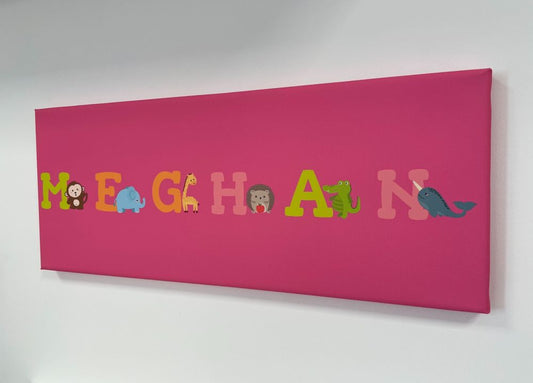 Kids Personalised Letter Name Canvas - Pink
