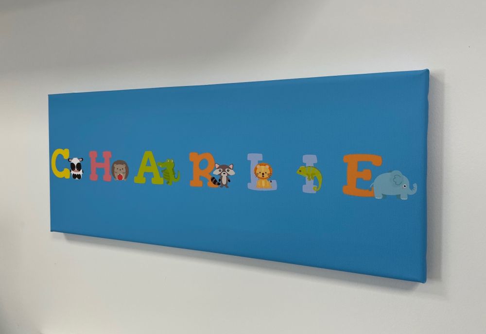 Kids Personalised Letter Name Canvas - Blue