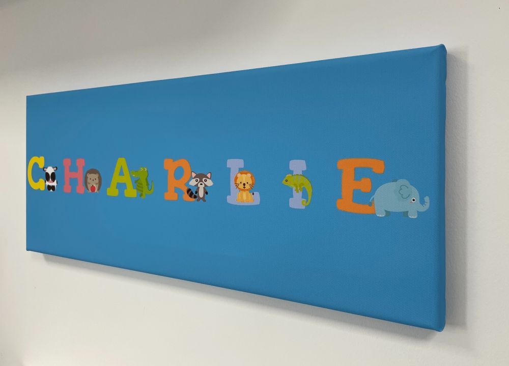 Kids Personalised Letter Name Canvas - Blue