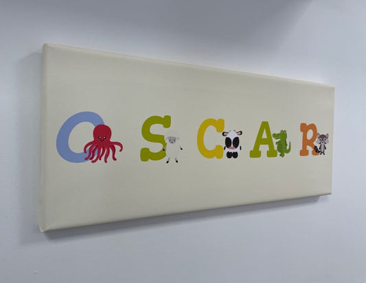 Kids Personalised Letter Name Canvas - Ivory