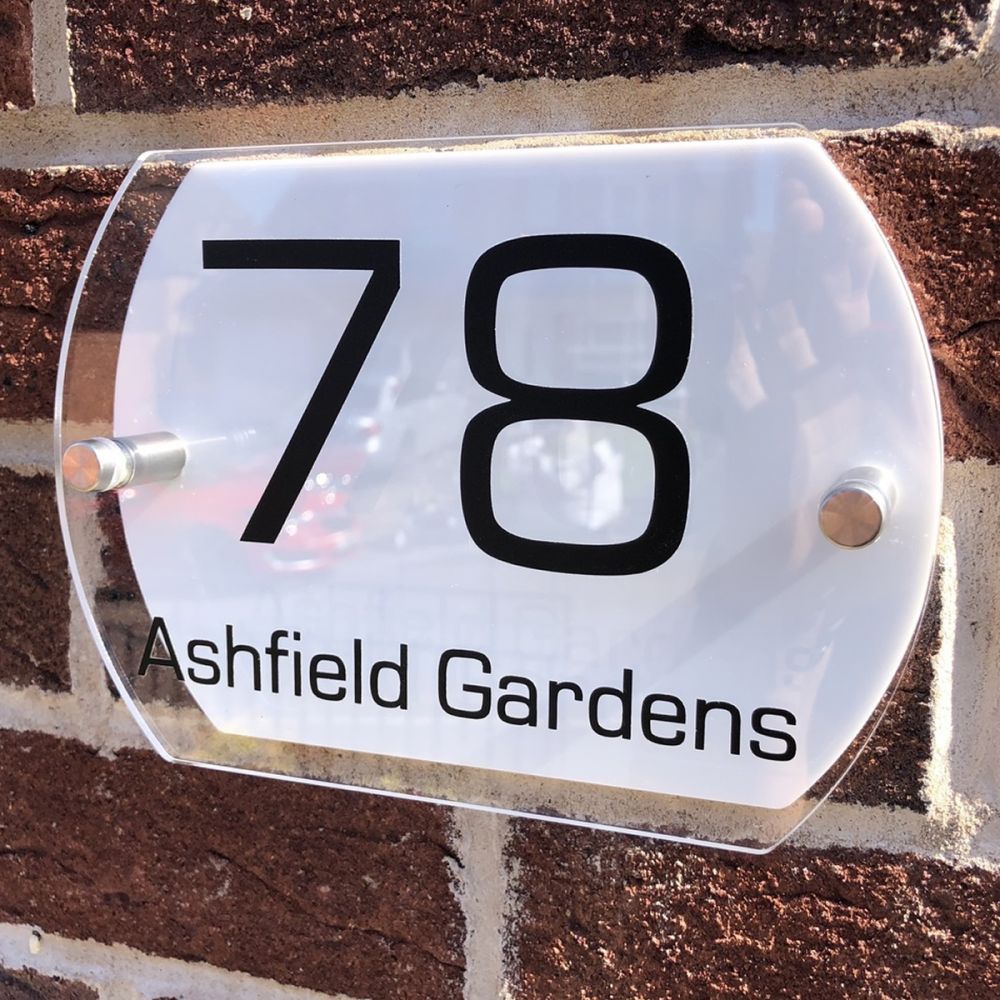 Personalised Acrylic Curve Shaped Door Number Sign