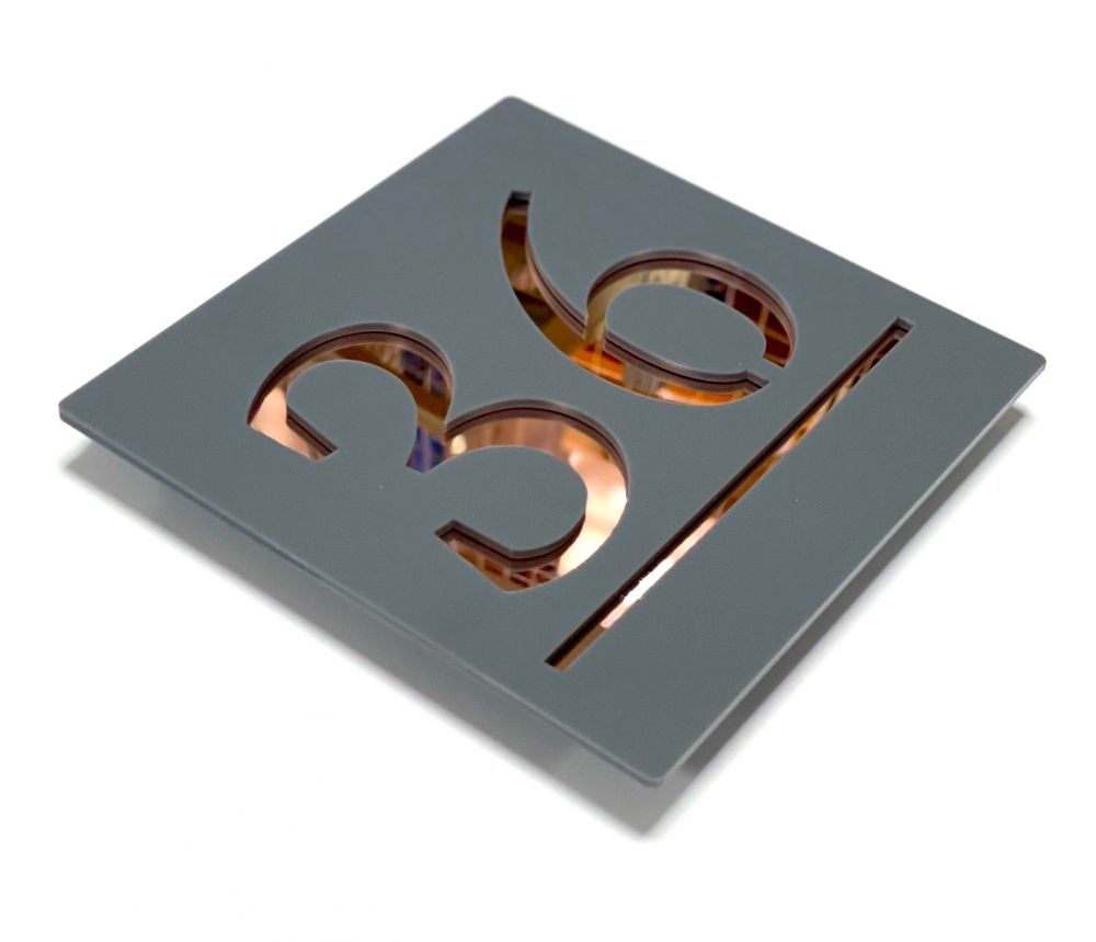 Square Laser Cut Door Sign Plaque - Rose Gold (SQ_14)