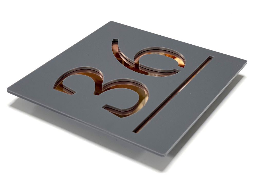 Square Laser Cut Door Sign Plaque - Rose Gold (SQ_14)