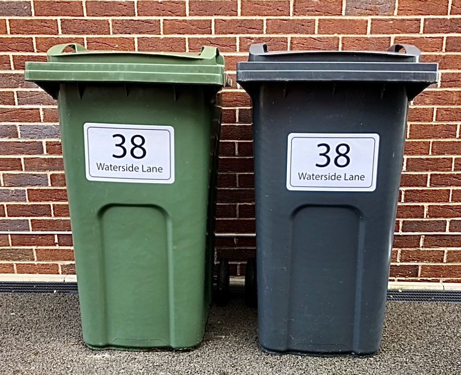 x3 Big Size Personalised Wheelie Bin Stickers (BSRectangular)