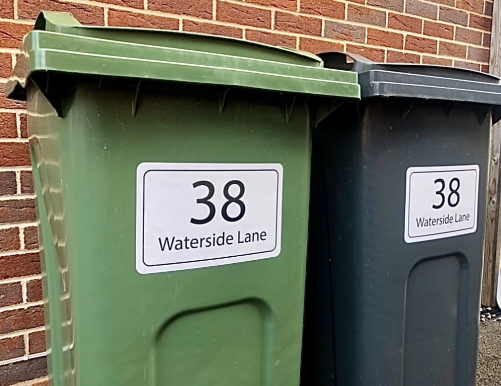 x3 Big Size Personalised Wheelie Bin Stickers (BSRectangular)