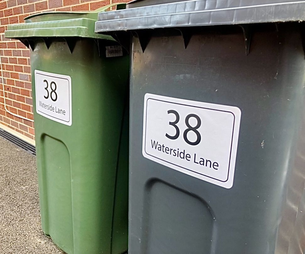 x3 Big Size Personalised Wheelie Bin Stickers (BSRectangular)