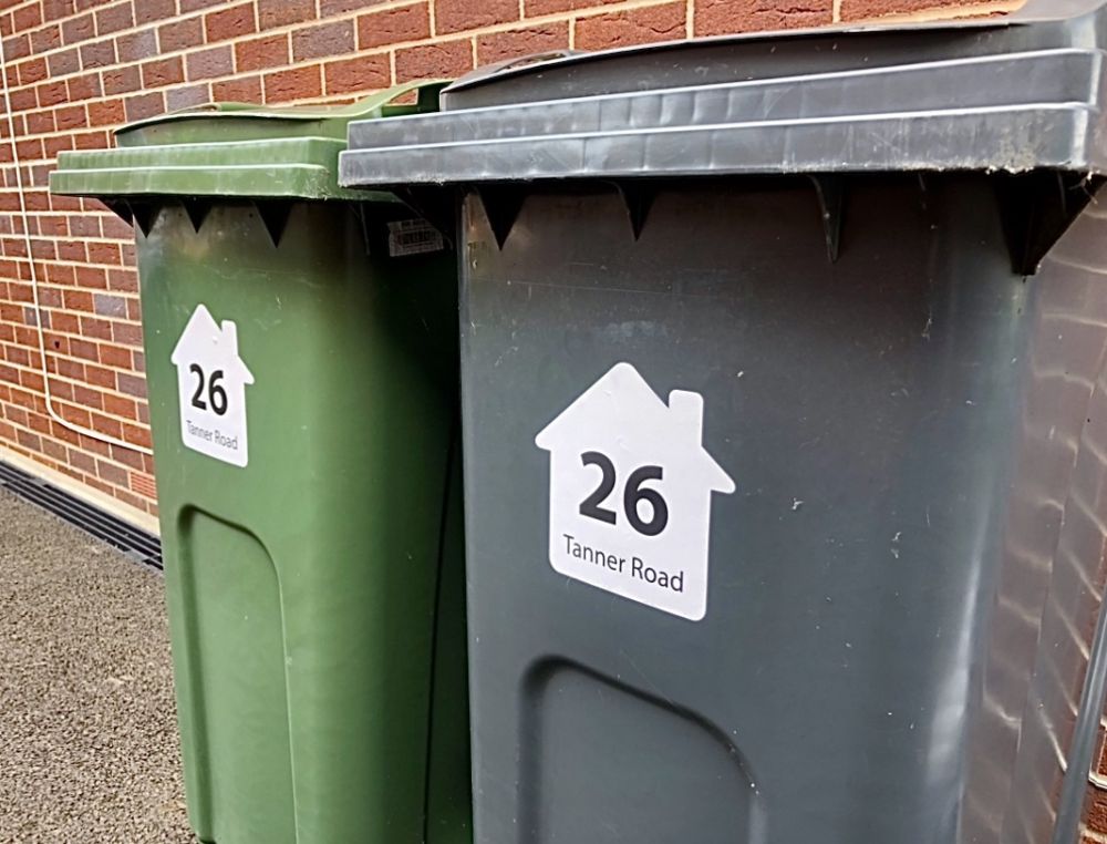 x3 Big Size Personalised Wheelie Bin Stickers (BSH1)