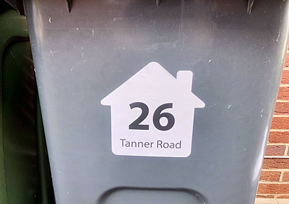 x3 Big Size Personalised Wheelie Bin Stickers (BSH1)