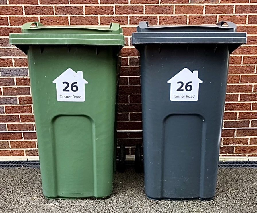 x3 Big Size Personalised Wheelie Bin Stickers (BSH1)