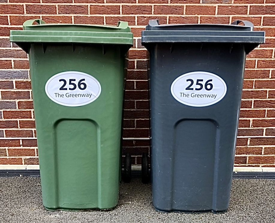 x3 Big Size Personalised Wheelie Bin Stickers (BSOval)