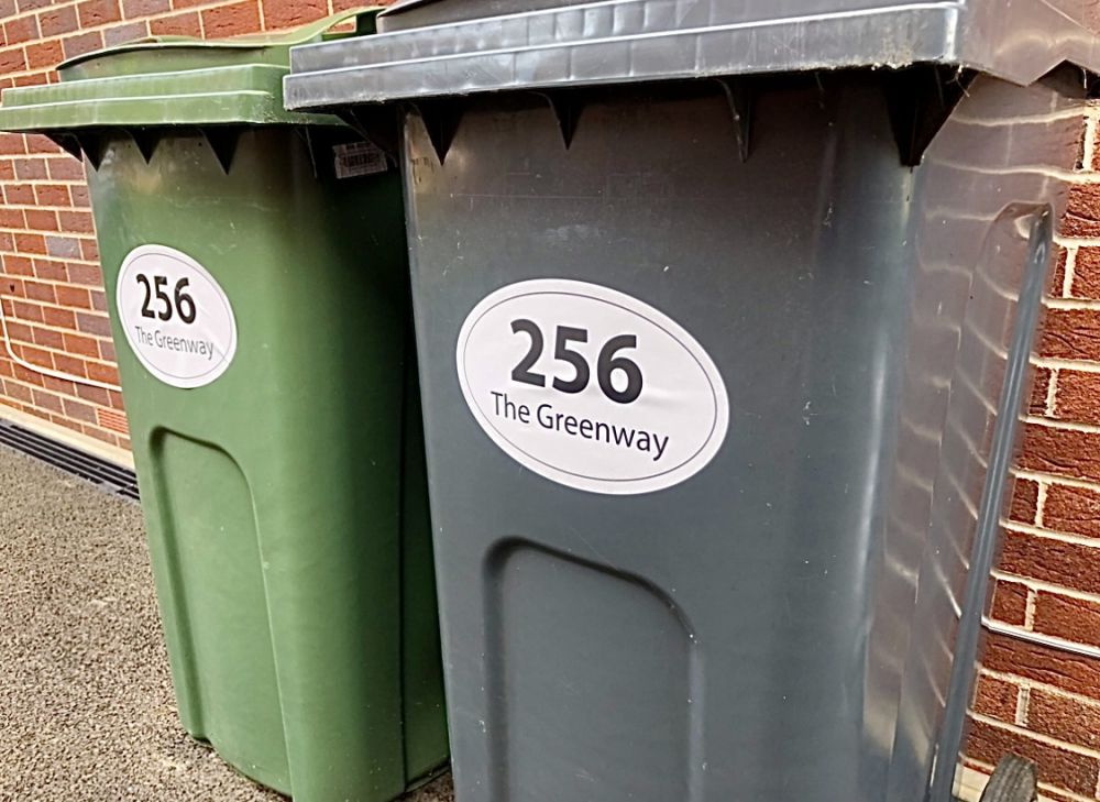 x3 Big Size Personalised Wheelie Bin Stickers (BSOval)