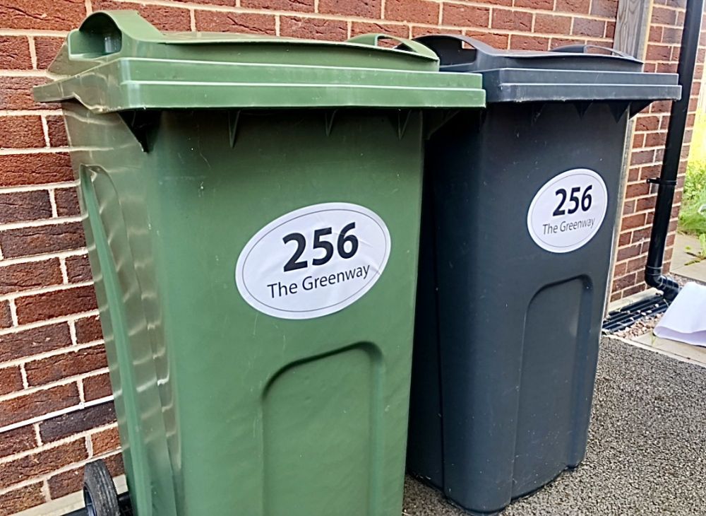 x3 Big Size Personalised Wheelie Bin Stickers (BSOval)