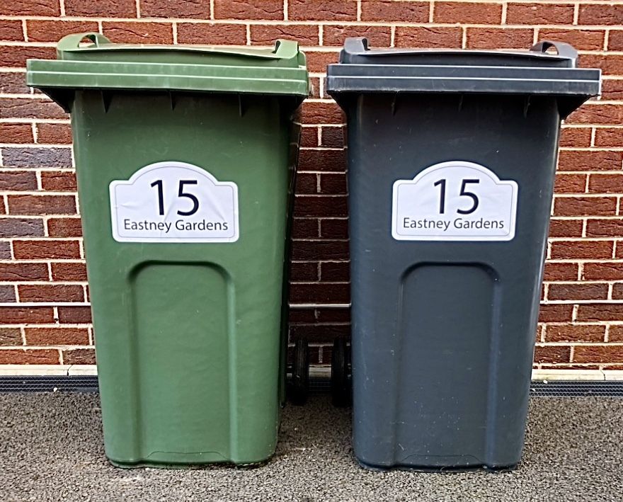 x3 Big Size Personalised Wheelie Bin Stickers (BSR001)