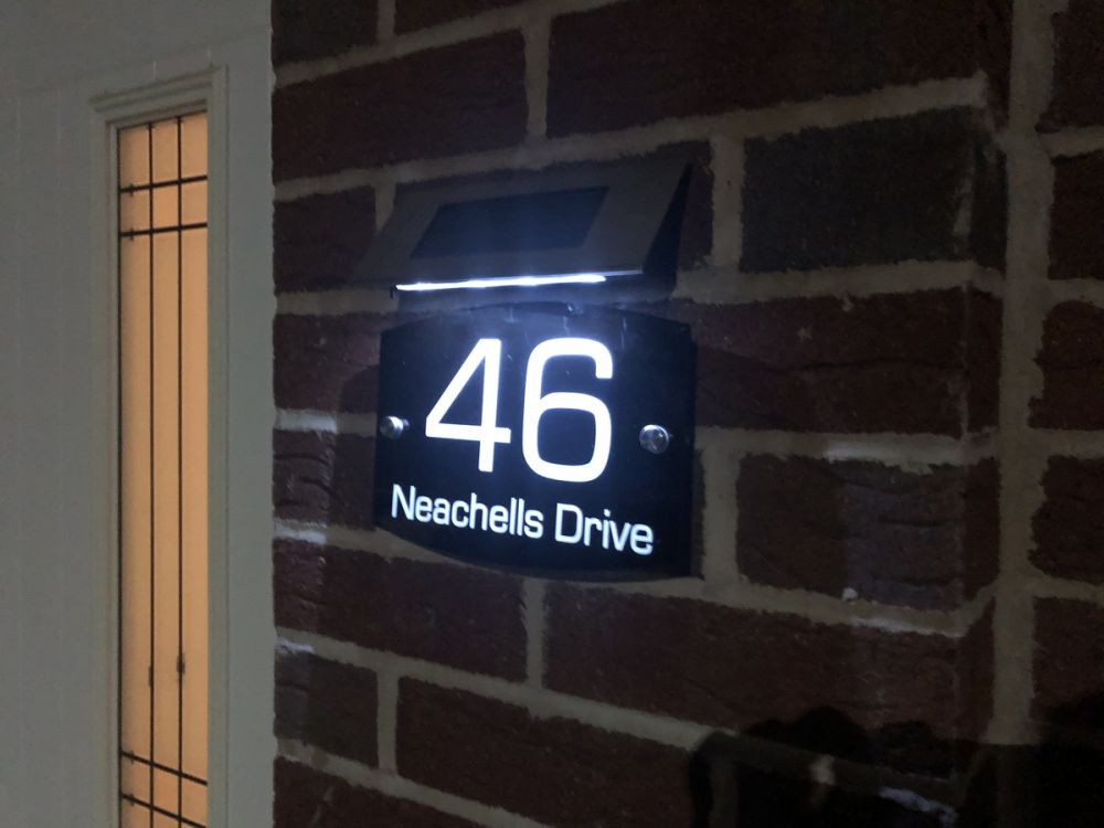 Personalised Acrylic Door Sign - Round Curve Shape (L3) with Solar Light
