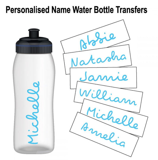 Personalised Name Water Bottle Sticker Transfer (3 Pack) - Light Blue