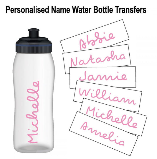 Personalised Name Water Bottle Sticker Transfer (3 Pack) - Light Pink