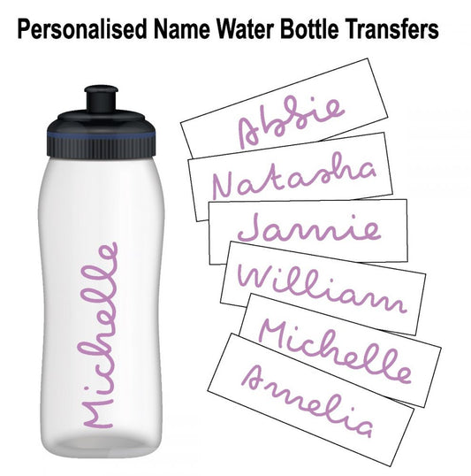 Personalised Name Water Bottle Sticker Transfer (3 Pack) - Lilac
