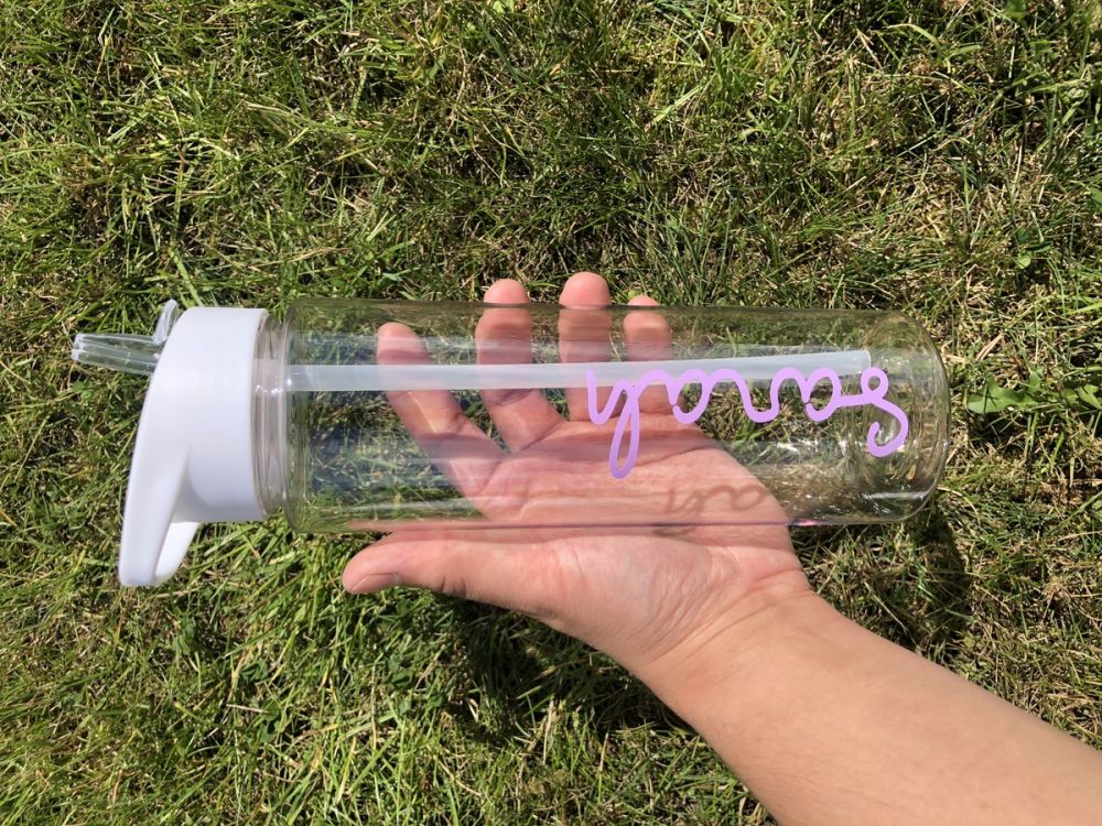 Personalised Name White Water Bottle (020) - Lilac