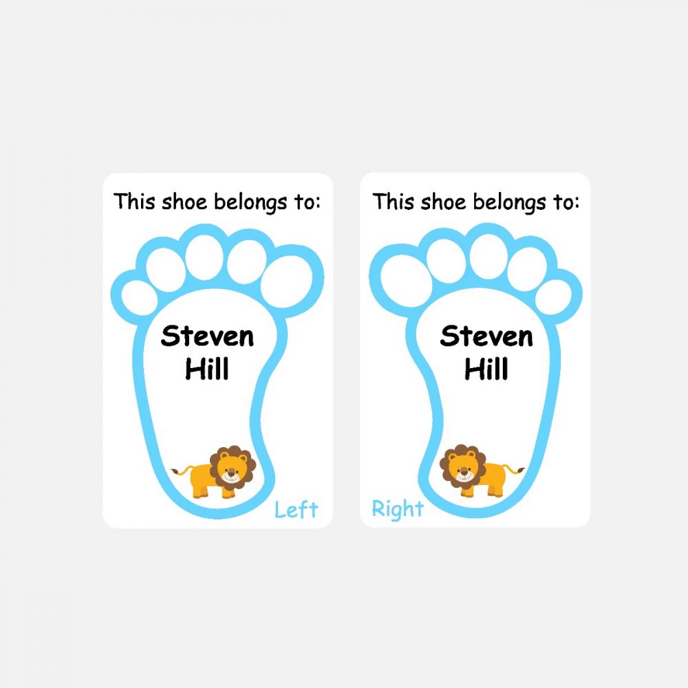 5 Pairs of Personalised Iron-on Name Shoe Labels - Lion