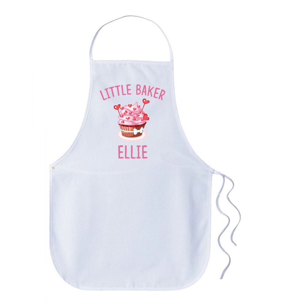 Kids Personalised Name Apron - Little Baker Girl Pink