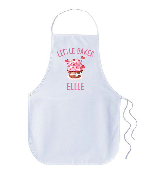 Kids Personalised Name Apron - Little Baker Girl Pink