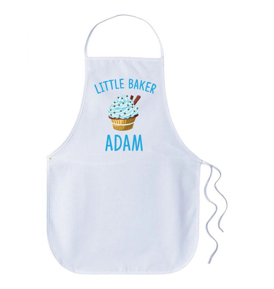 Kids Personalised Name Apron - Little Baker Boy Blue