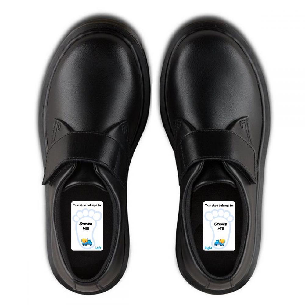 5 Pairs of Personalised Iron-on Name Shoe Labels - Truck