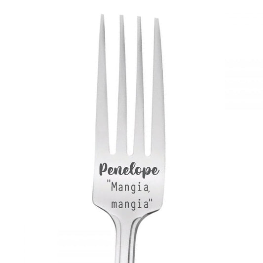 Personalised 'Name' Stainless Steel Fork - Mangia mangia