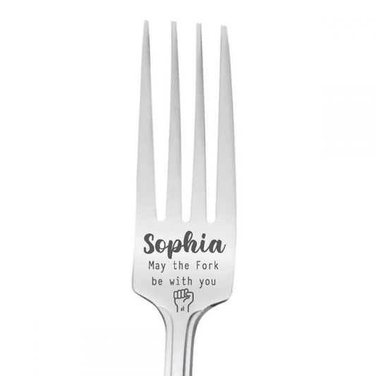Personalised 'Name' Stainless Steel Fork - May the force be with you