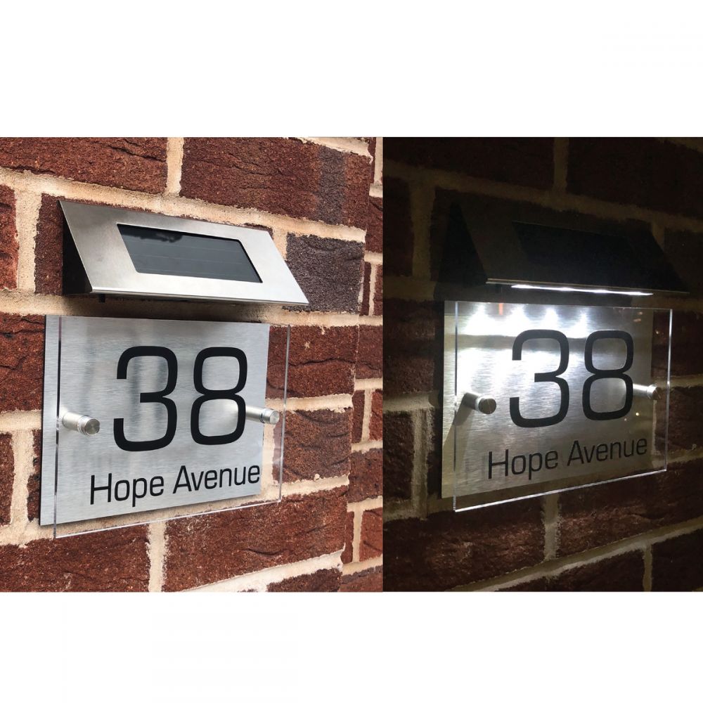 Personalised Acrylic Metal Door Sign with Solar Light