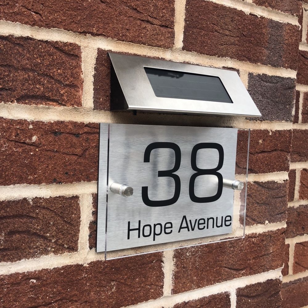 Personalised Acrylic Metal Door Sign with Solar Light