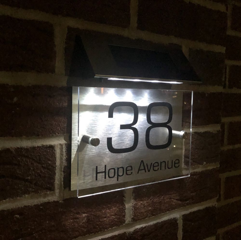 Personalised Acrylic Metal Door Sign with Solar Light