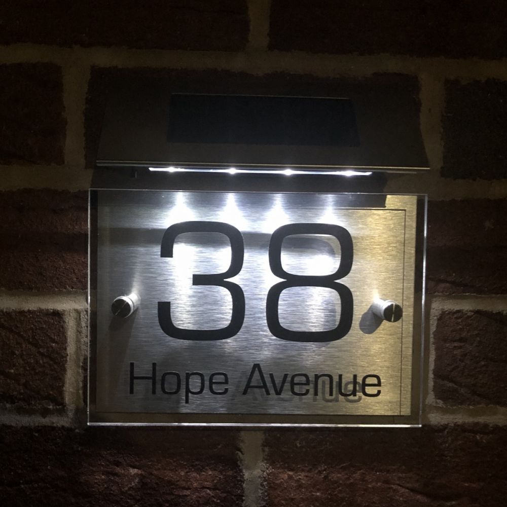 Personalised Acrylic Metal Door Sign with Solar Light