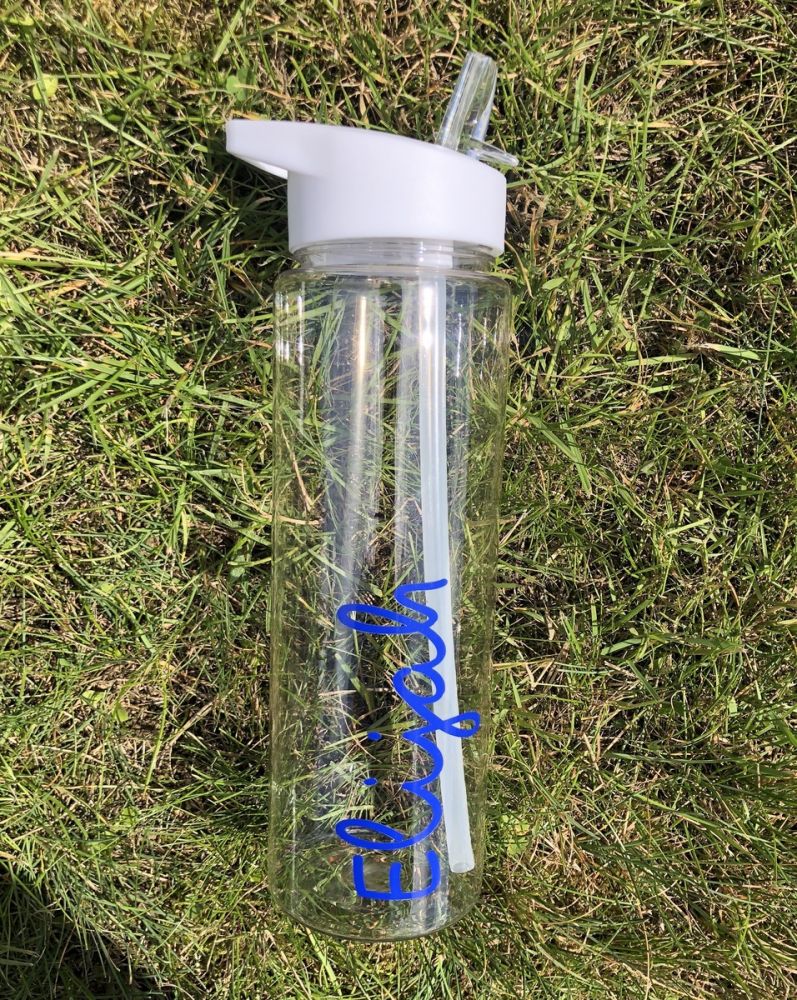 Personalised Name White Water Bottle (020) - Navy Blue