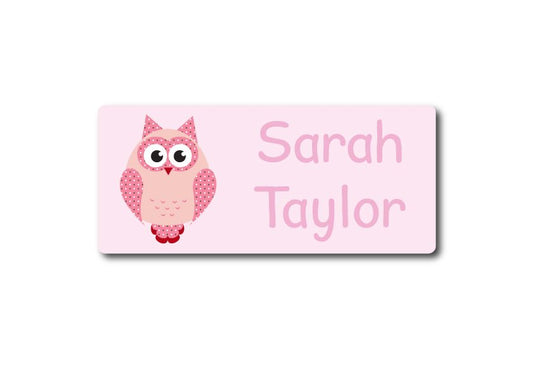 Owl Pattern Rectangle Name Label