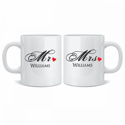 Personalised Wedding Mr & Mrs Mugs - Red_Heart