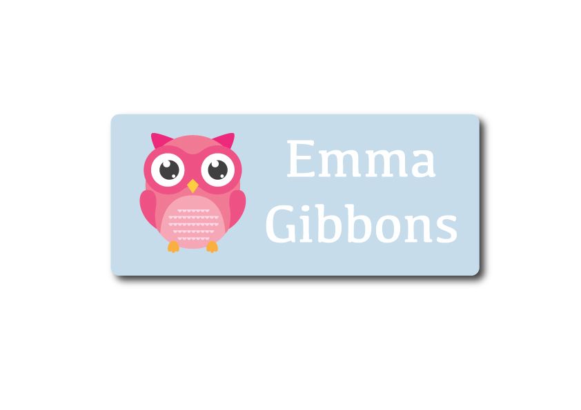 Cute Owl Rectangle Name Label